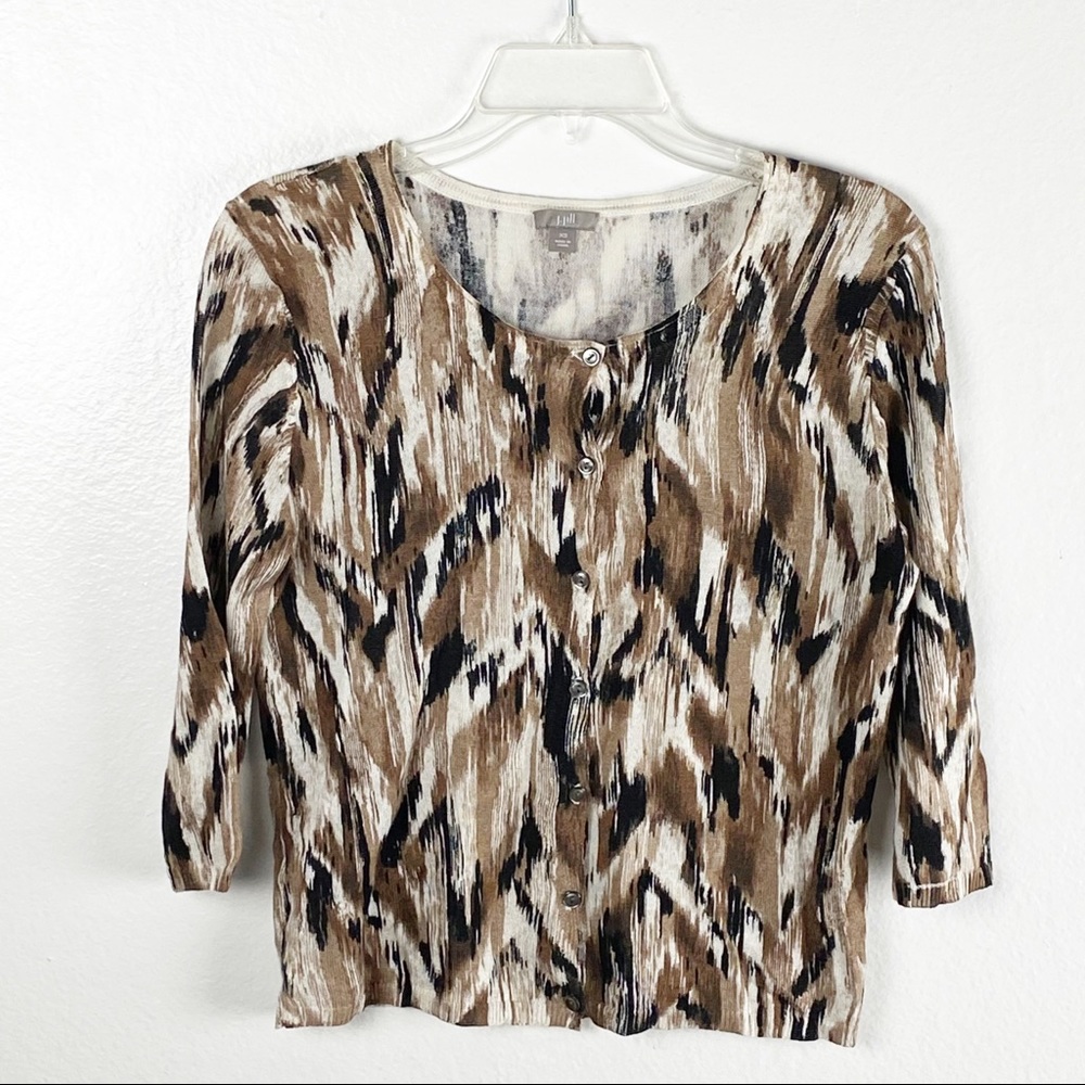 J. JILL Linen Blend Multicolored Buttoned Cardigan Size XS Office Casual Work